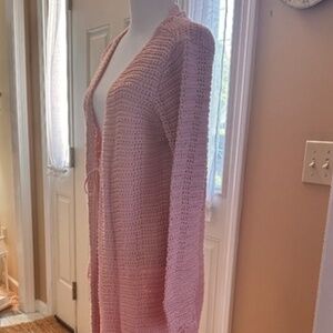 Free People tie front crochet cardigan duster maxi length size Large